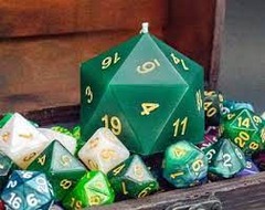 Dark Green DnD Dice Candle: Woodland w/ D20 inside